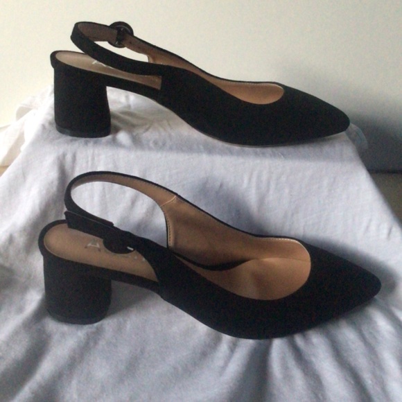 Aachcol Chunky Heel Black Sling Back Pump Size 9/40 - Picture 3 of 7